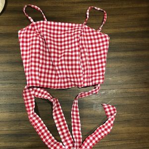 Red gingham crop top